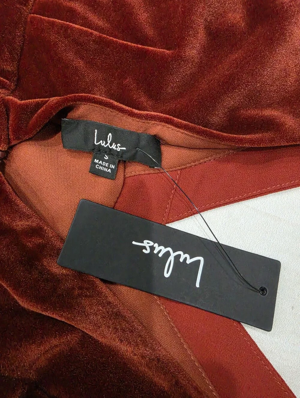 NWT LULUS Immensely Glam Rust Red Velvet Backless Maxi Dress Slit